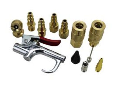 EXELAIR Blow Gun and Air Accessory Kit - Safety adapter, Nozzle Tips, Inflator Needle, Ball Foot Air Chuck, and M-Style Couplers/Plugs - EX0312BKIT